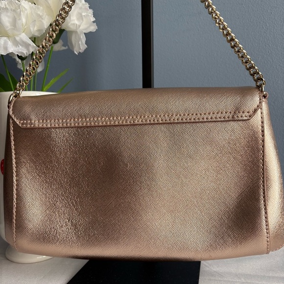 Kate Spade Gold Metallic Shoulder Bag with Chain Strap EUC - Picture 5 of 9